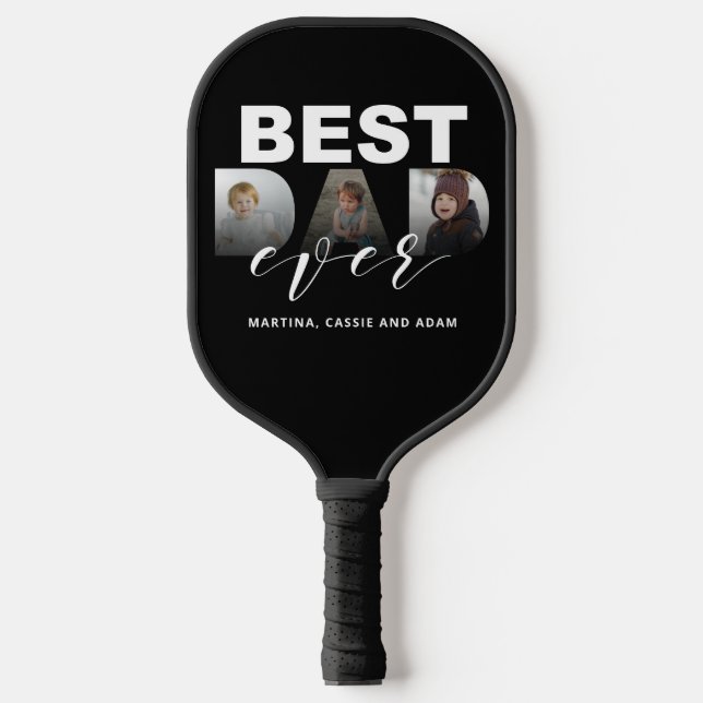 Best Dad Ever modern minimalist Pickleball Paddle (Front)