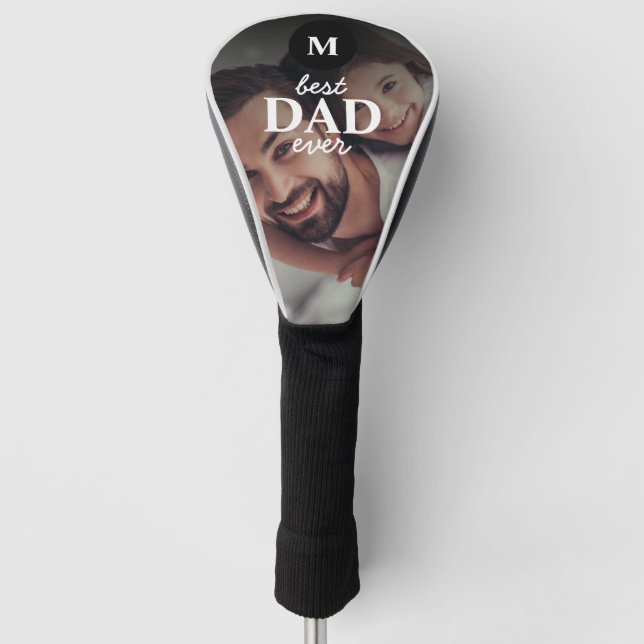 Best Dad Ever Modern Monogram & Photo Golf Head Cover (Front)