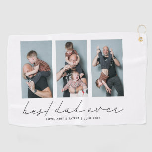 Best Dad Ever Modern Multi Photo Golf Towel