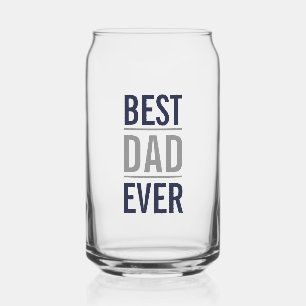 Best Dad Ever   Modern Navy Blue and Grey Can Glass