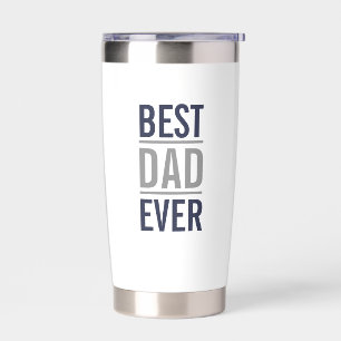 Best Dad Ever Modern Navy Blue and Grey Insulated Tumbler