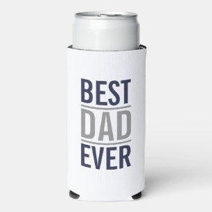 Best Dad Ever Modern Navy Blue Can Cooler
