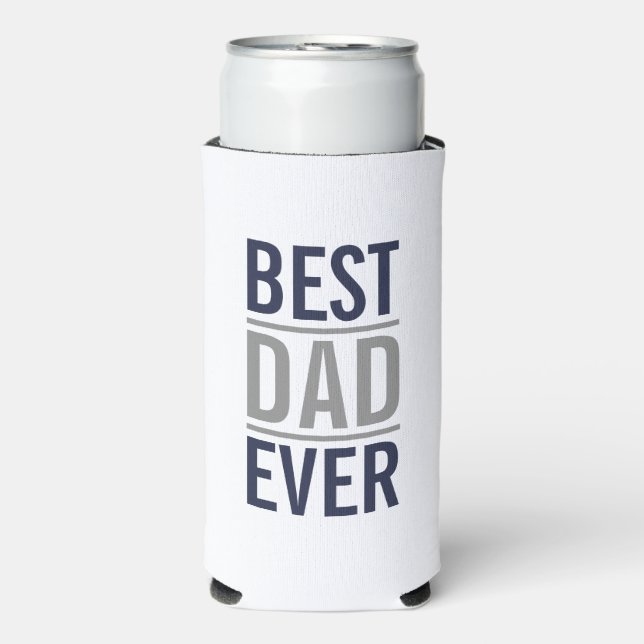 Best Dad Ever | Modern Navy Blue Can Cooler (Seltzer Front)