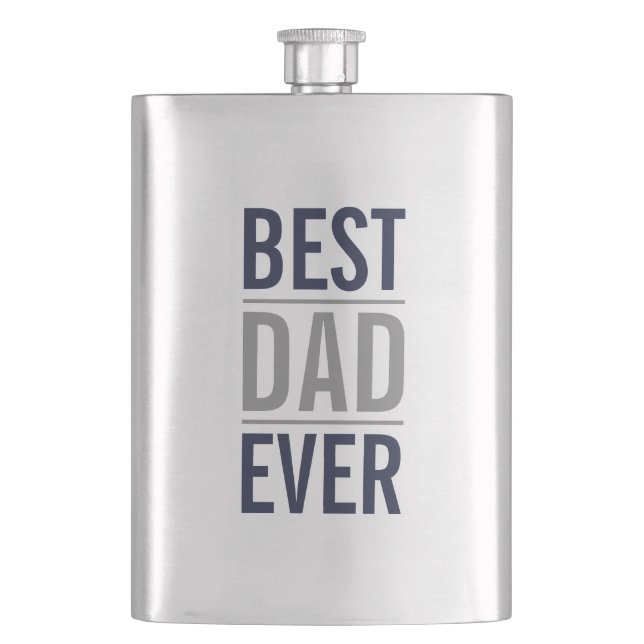 Best Dad Ever | Modern Navy Blue Hip Flask (Front)