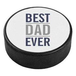 Best Dad Ever   Modern Navy Blue Hockey Puck