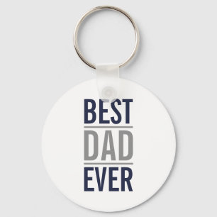 Best Dad Ever   Modern Navy Blue Key Ring
