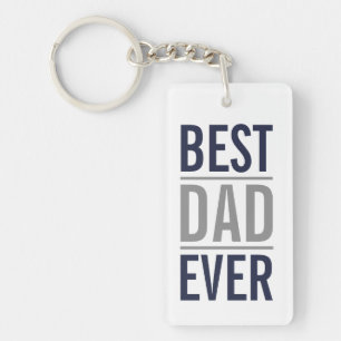 Best Dad Ever   Modern Navy Blue Key Ring