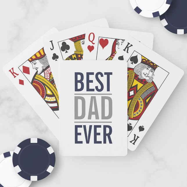 Best Dad Ever | Modern Navy Blue Playing Cards (Creator Uploaded)