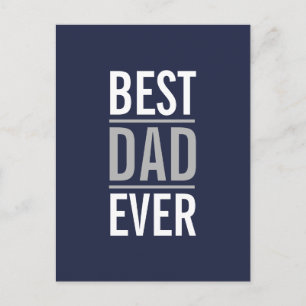 Best Dad Ever Modern Navy Blue Postcard