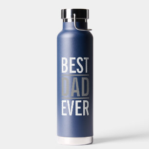 Best Dad Ever Modern Navy Blue Water Bottle