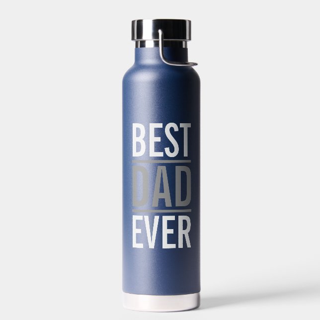 Best Dad Ever | Modern Navy Blue Water Bottle (Left)