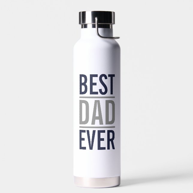Best Dad Ever | Modern Navy Blue Water Bottle (Left)