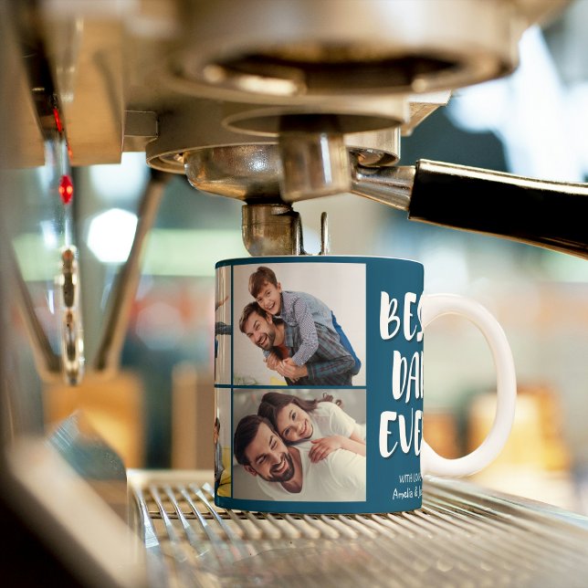 Best dad ever modern photo blue Father's Day Mug (Creator Uploaded)