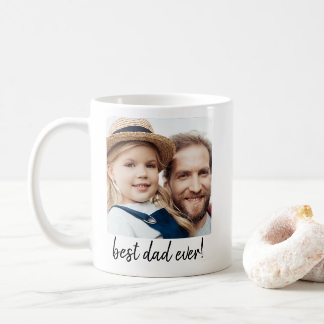 Best Dad Ever Modern Photo Coffee Mug (With Donut)