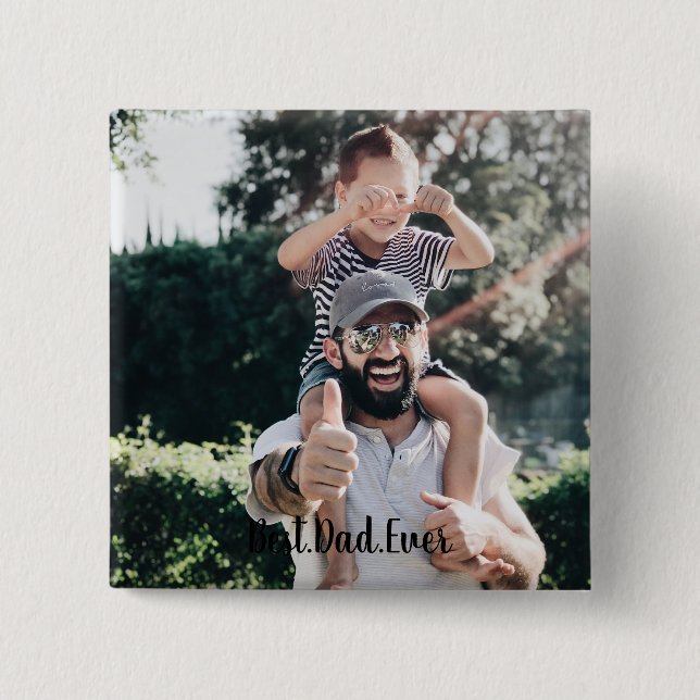 Best Dad Ever Modern Photo Collage 15 Cm Square Badge (Front)