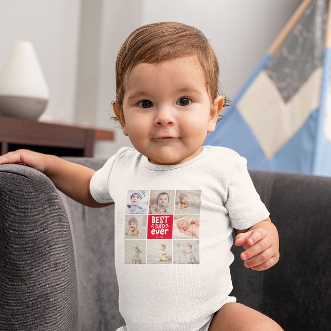 Best Dad Ever Modern Photo Collage Baby Bodysuit (Creator Uploaded)
