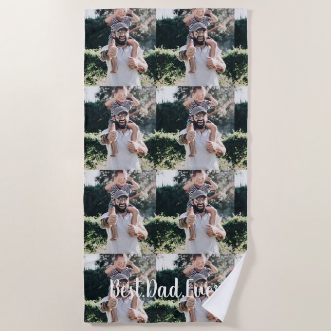 Best Dad Ever Modern Photo Collage Beach Towel (Front)