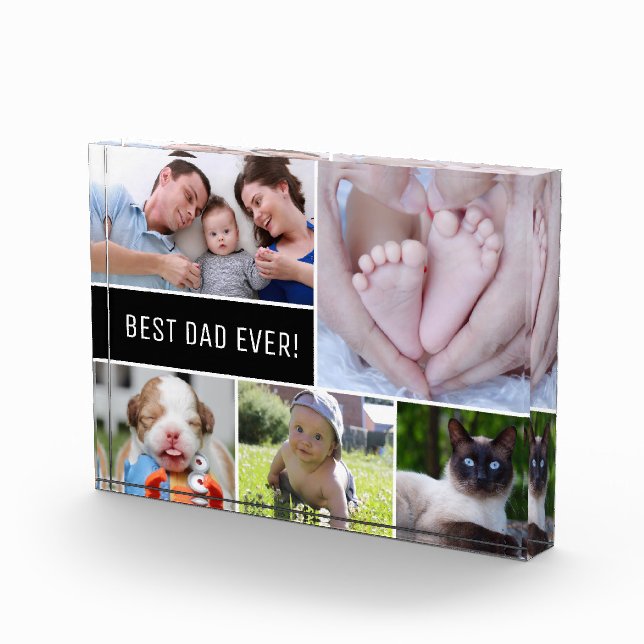 Best Dad Ever Modern Photo Collage  Block (Right)