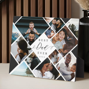 Best Dad Ever Modern Photo Collage Gift Keepsake Plaque