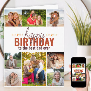 Best Dad Ever Modern Photo Collage Happy Birthday Card