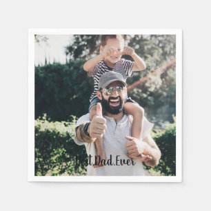 Best Dad Ever Modern Photo Collage Napkin