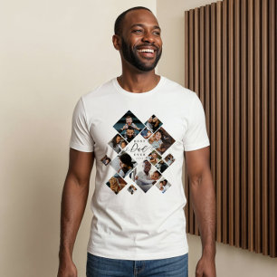 Best Dad Ever Modern Photo Collage Personalised Tri-Blend Shirt