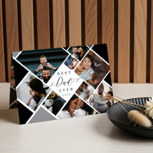 Best Dad Ever Modern Photo Collage Personalized Card