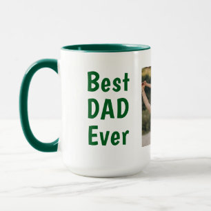 Best dad ever modern photo green Father's Day Mug