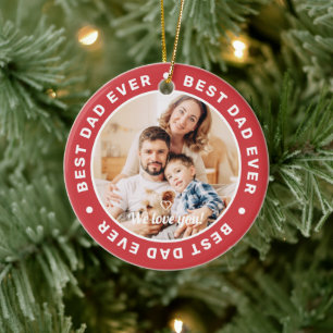 Best Dad Ever Modern Simple Custom Photo Ceramic Tree Decoration