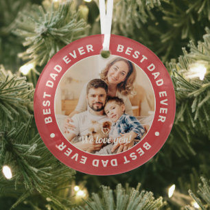 Best Dad Ever Modern Simple Custom Photo Glass Tree Decoration