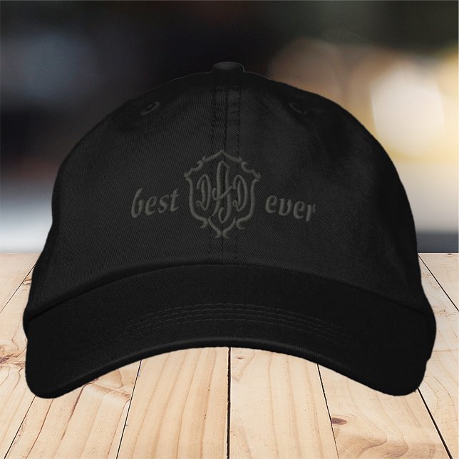 Best Dad Ever Modern Simple Monogram Embroidered Hat (Creator Uploaded)