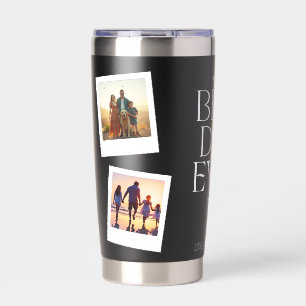 Best Dad Ever Modern Snapshot Style 4 Photos Insulated Tumbler