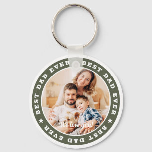 Best Dad Ever Modern Star Custom Photo Key Ring