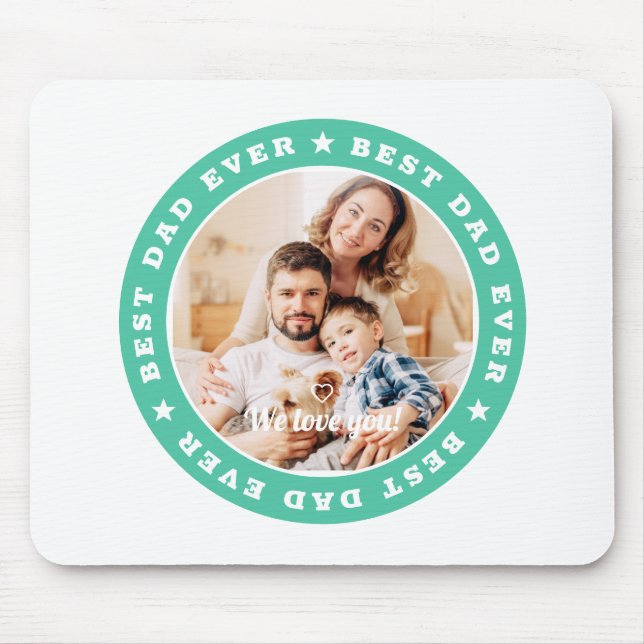 Best Dad Ever Modern Star Custom Photo Mouse Pad (Front)