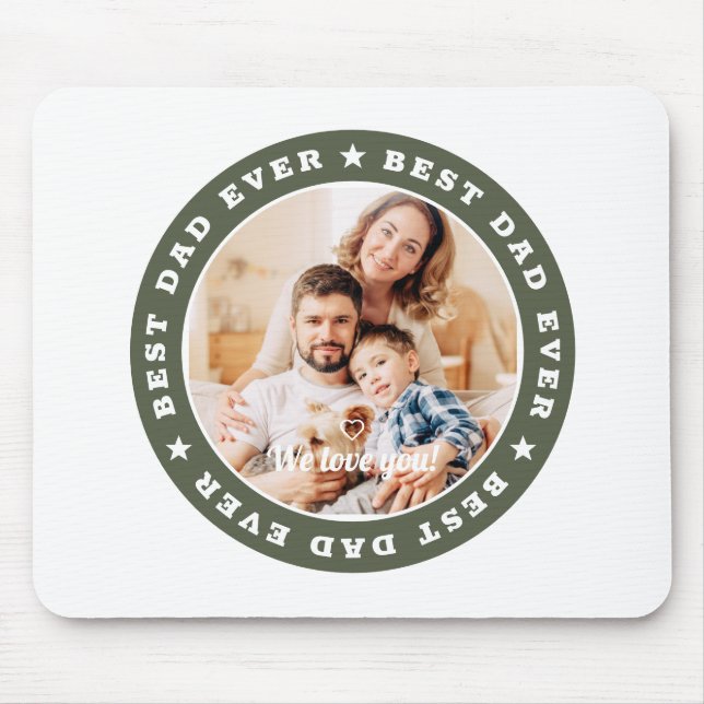 Best Dad Ever Modern Star Custom Photo Mouse Pad (Front)
