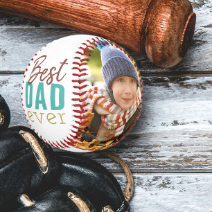 Best Dad Ever Modern Typography 2 Photo Baseball