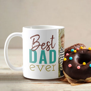 Best Dad Ever Modern Typography with Photo Coffee Mug