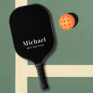 Best Dad Ever Monogram Black Pickleball Paddle