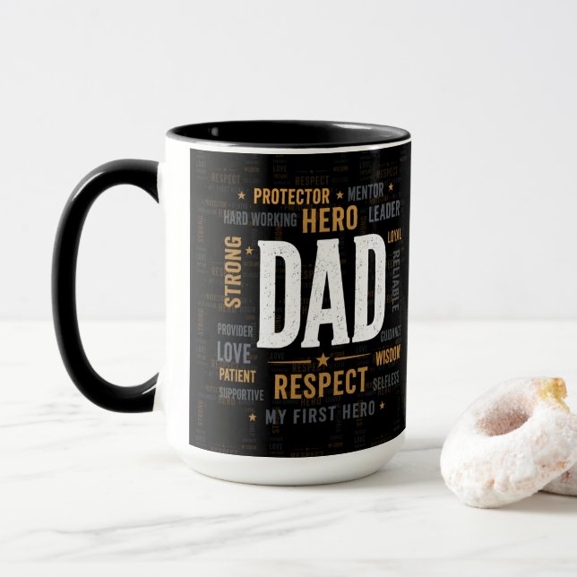 Best Dad Ever Mug | Respect Hero Father Coffee Mug (With Donut)
