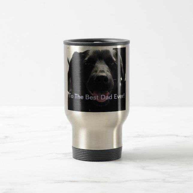 Best Dad Ever Mug With Black Dog Photo (Center)