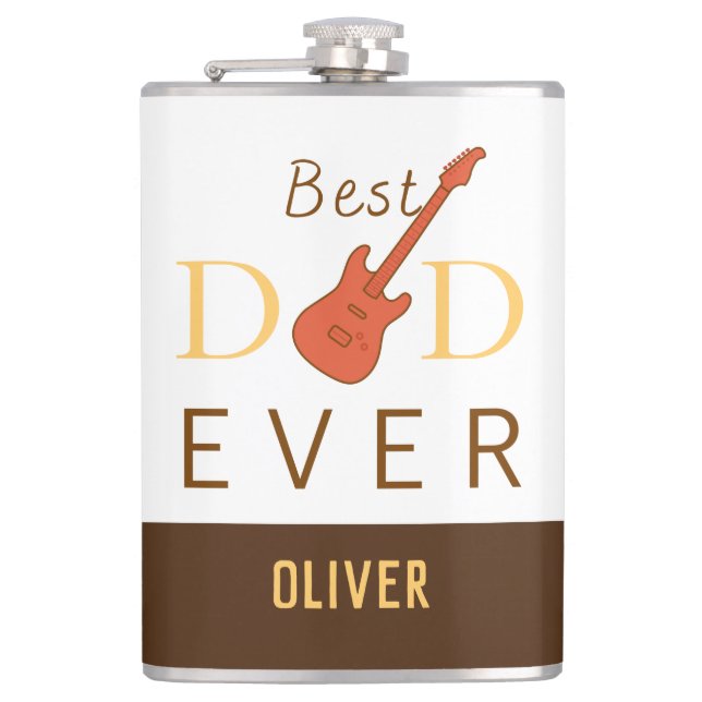 Best Dad Ever Music Guitar Cool Modern Fathers Day Hip Flask (Front)