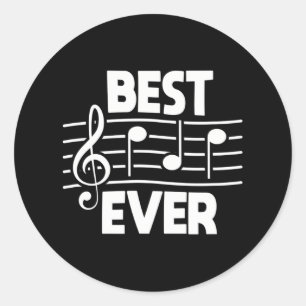 Best Dad Ever Music Notes Daddy Musician Father's Classic Round Sticker