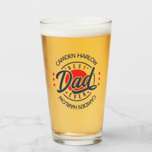 Best Dad Ever Name Red White Blue Glass