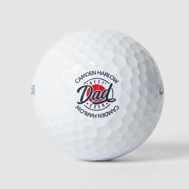 Best Dad Ever Name Red White Blue Golf Balls (Front)