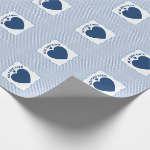 Best Dad Ever navy blue heart stripped pattern Wrapping Paper