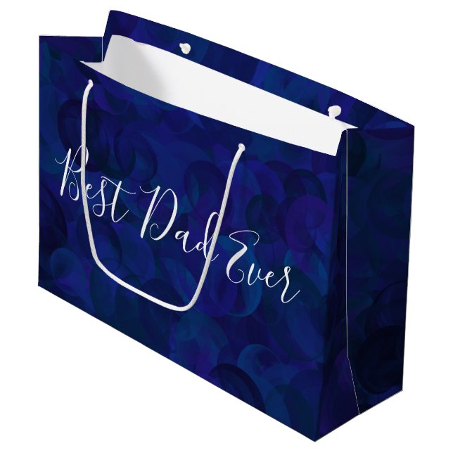Best Dad Ever Navy Unique Father's Day Large Gift Bag (Front Angled)