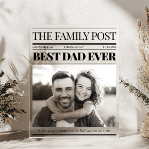 Best Dad Ever Newspaper Custom Photo Acrylic Sign
