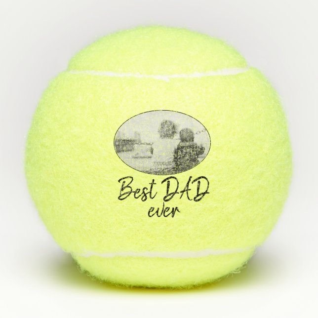 Best Dad Ever Oval Photo Frame Father`s Day Tennis Balls (Front)