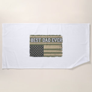 Best Dad Ever Patriotic Flag Vintage Father Shirt_ Beach Towel
