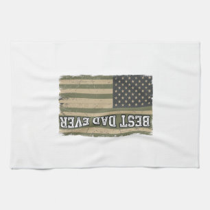 Best Dad Ever Patriotic Flag Vintage Father Shirt_ Tea Towel